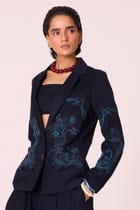 Sera Navy Needlecord Embroidered Jacket view 11