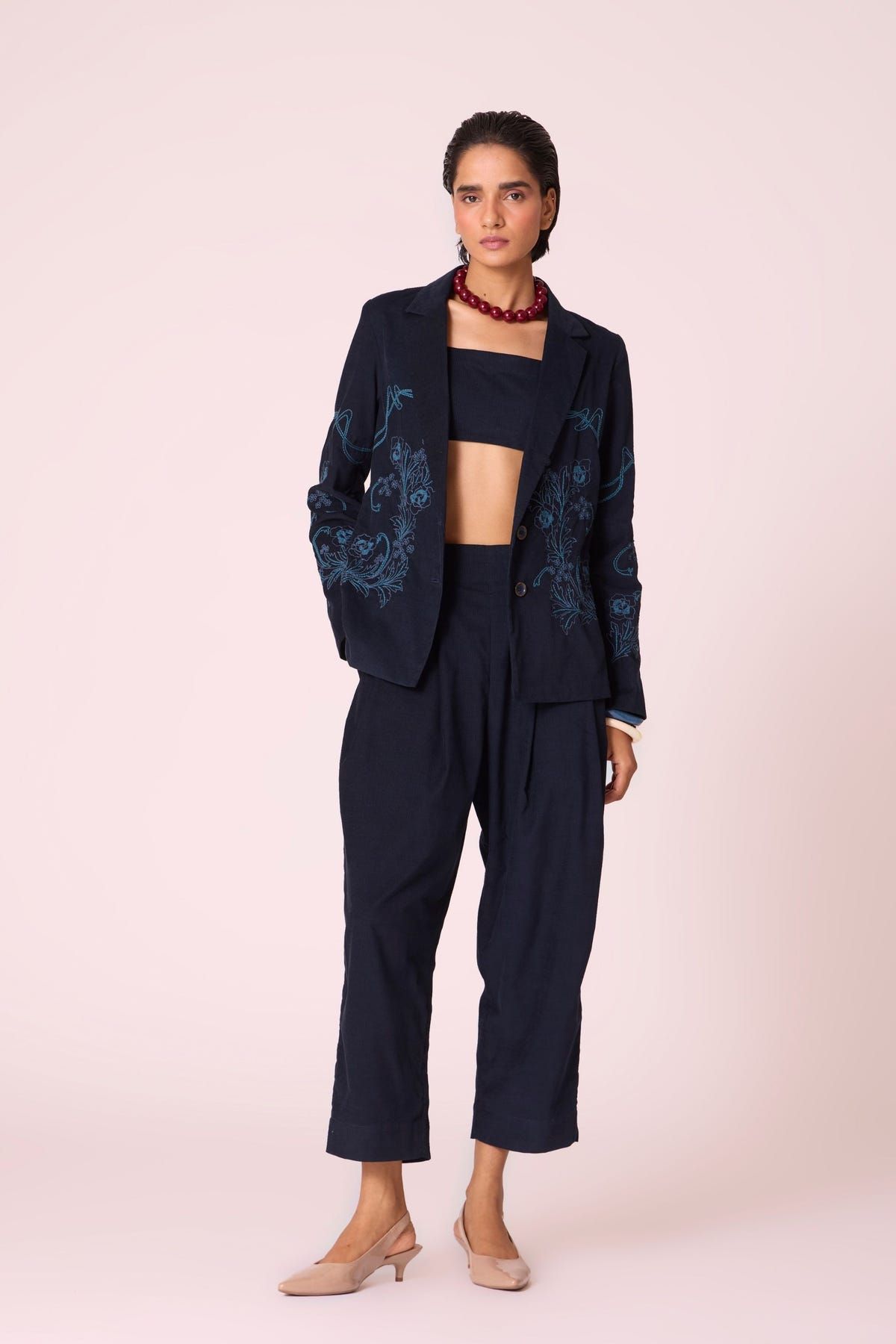 Sera Navy Needlecord Embroidered Jacket - image 13