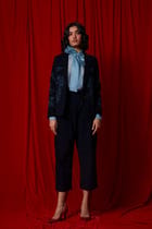 Sera Navy Needlecord Embroidered Jacket view 14