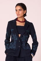 Sera Navy Needlecord Embroidered Jacket view 2