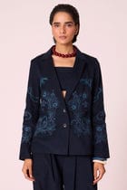 Sera Navy Needlecord Embroidered Jacket view 3