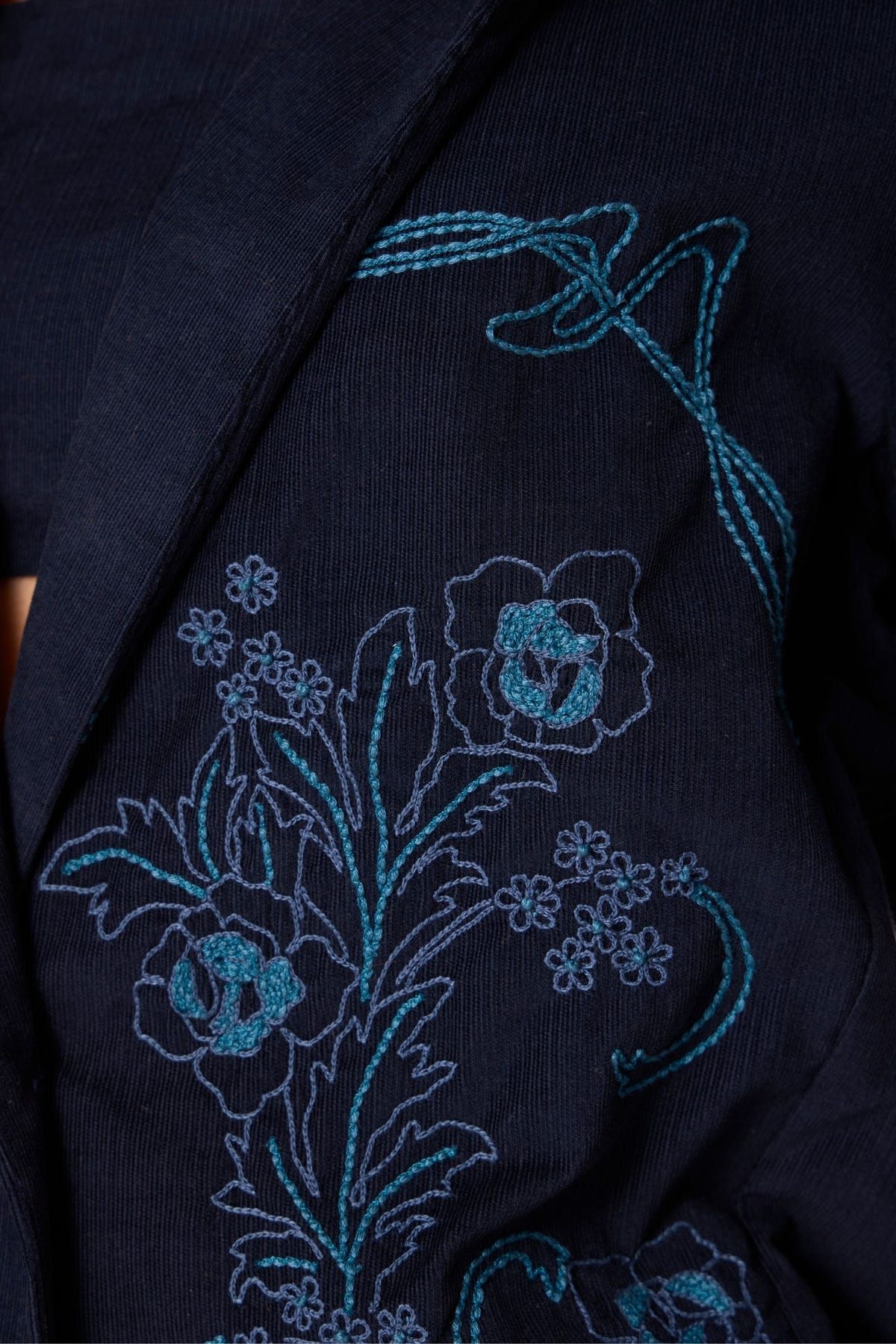 Sera Navy Needlecord Embroidered Jacket - image 7