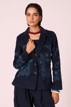 Sera Navy Needlecord Embroidered Jacket view 8