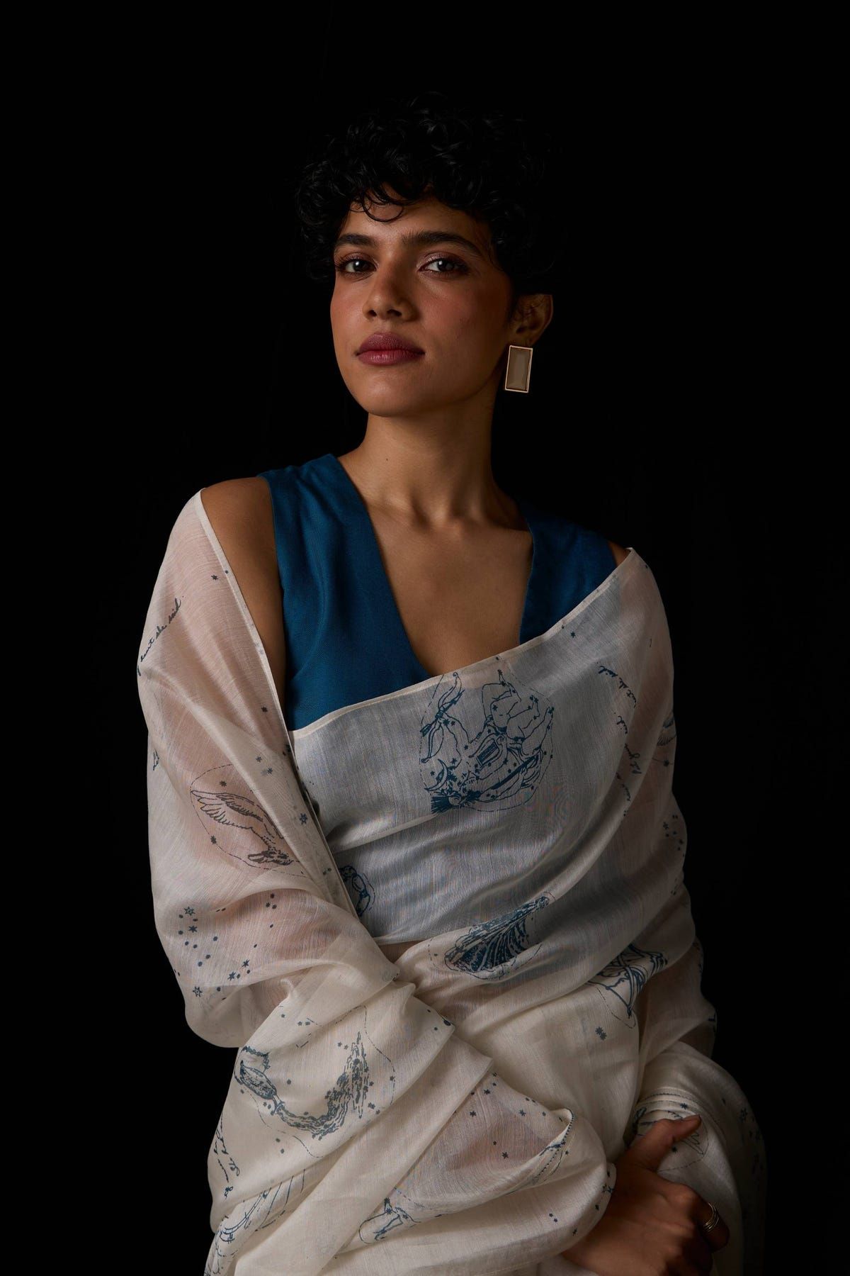 Saiph Zodiac Print Handwoven Saree - image 13