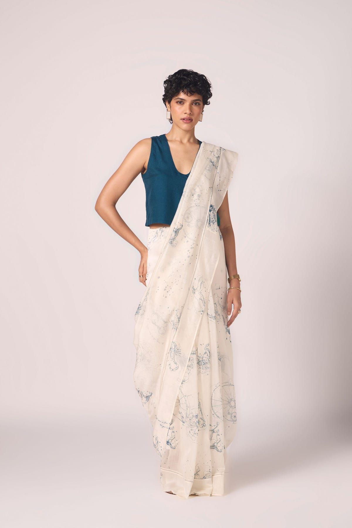 Saiph Zodiac Print Handwoven Saree - image 2