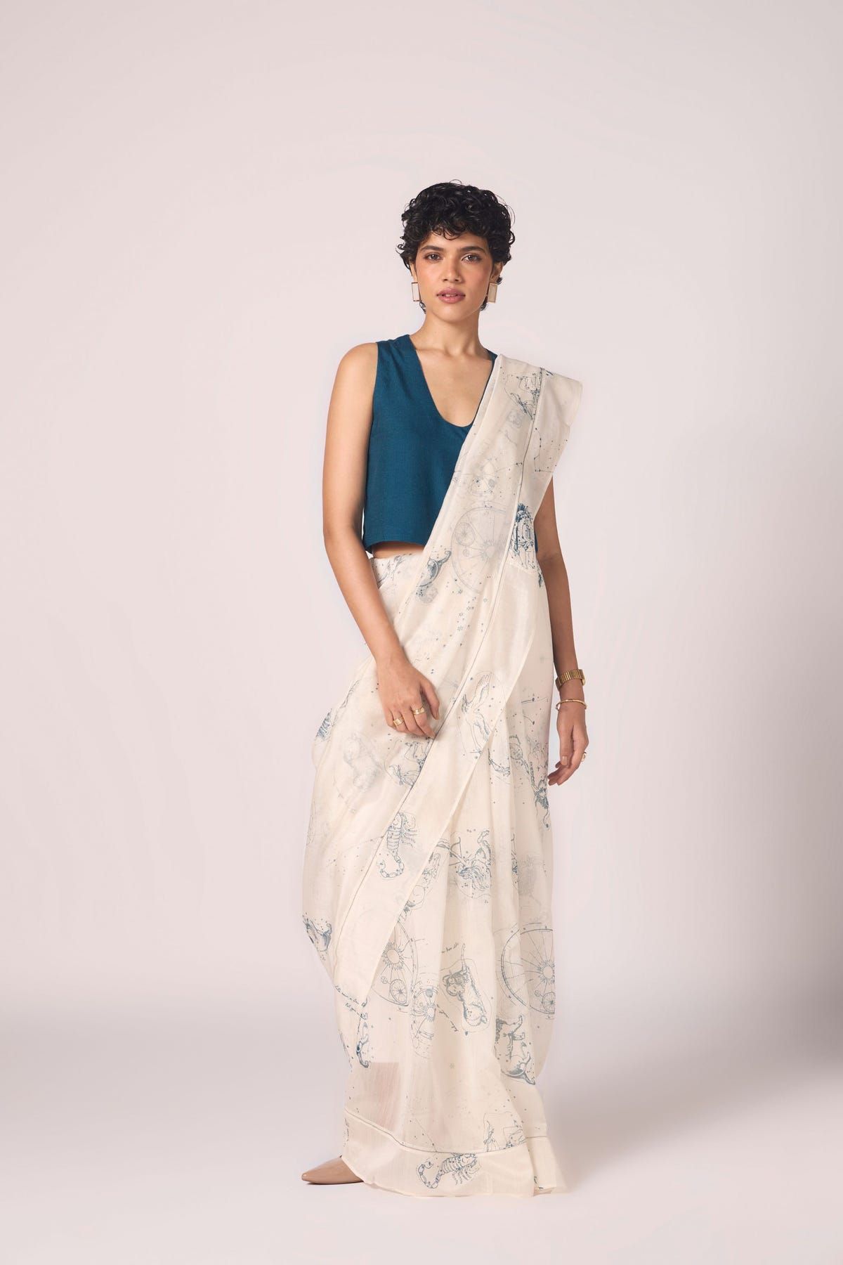 Saiph Zodiac Print Handwoven Saree - image 3