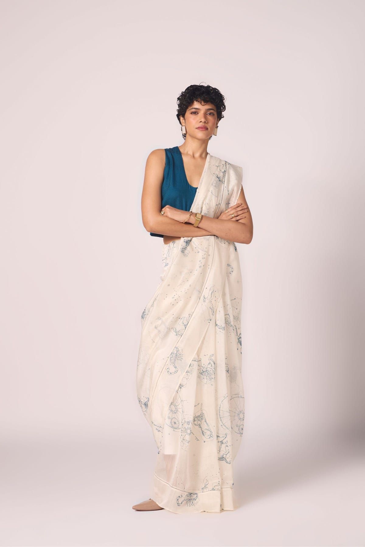 Saiph Zodiac Print Handwoven Saree - image 5