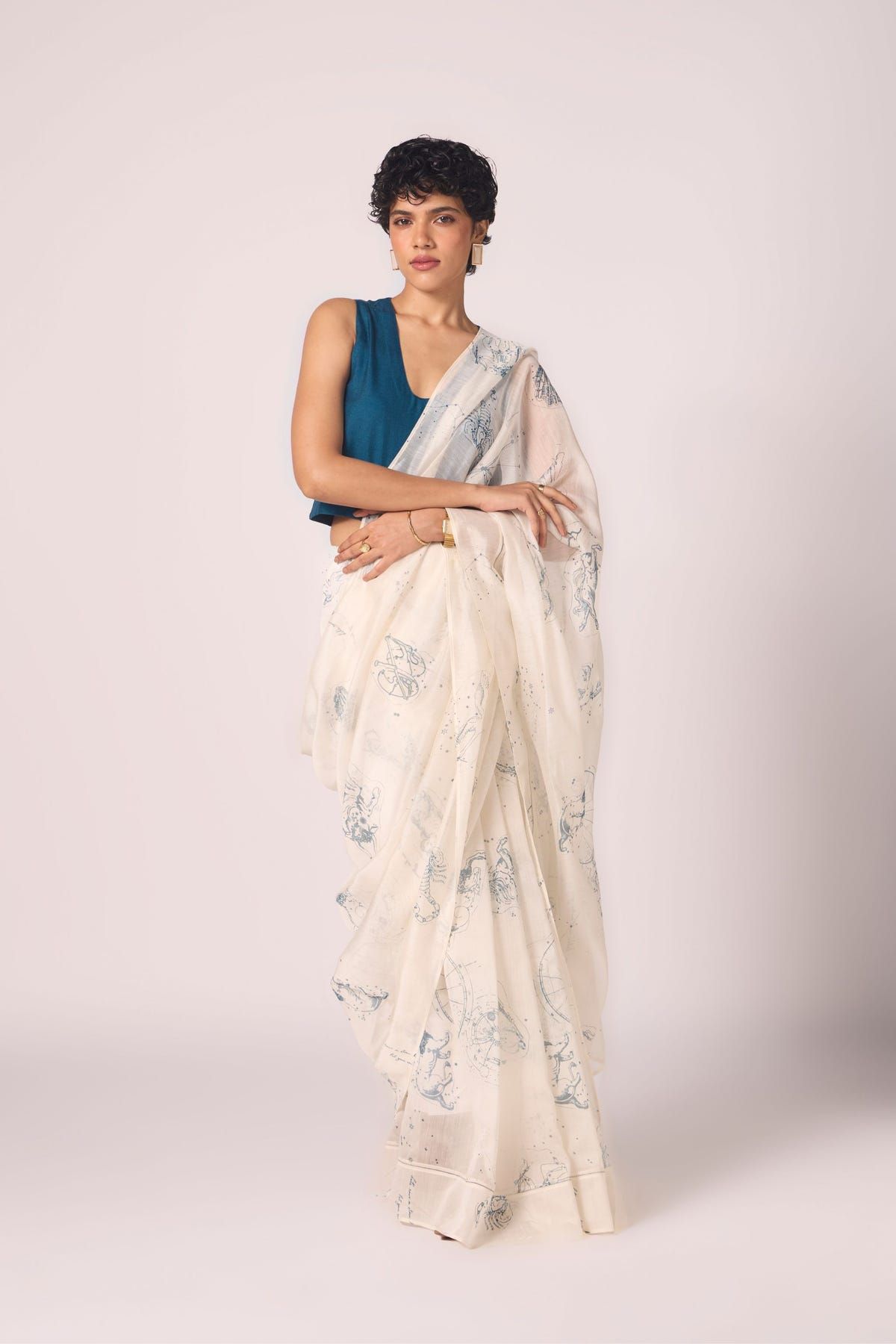 Saiph Zodiac Print Handwoven Saree - image 10