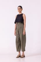 Elinor Olive Barrel Pants view 3
