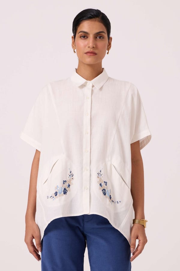 The Summer House — Sibyl Handwoven Embroidered Shirt