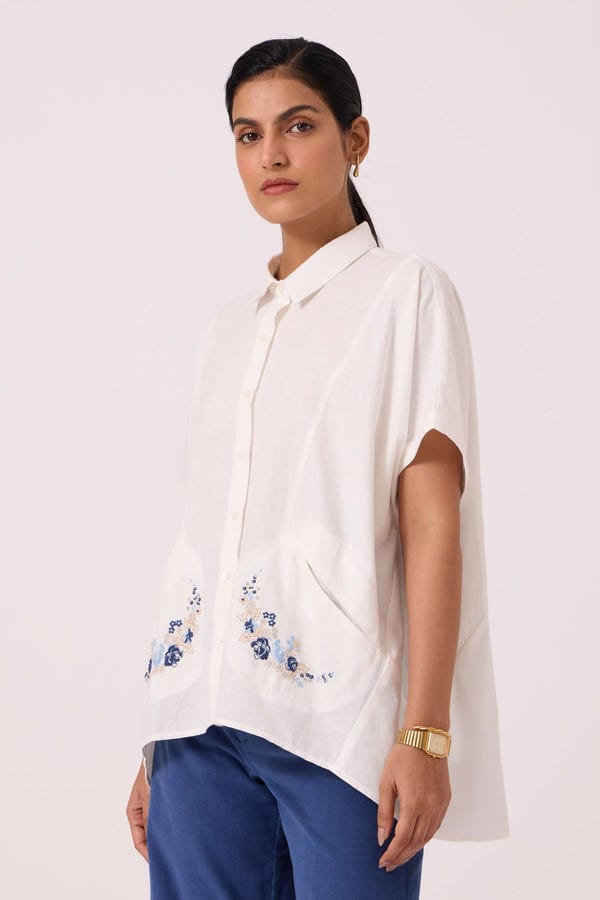 The Summer House — Sibyl Handwoven Embroidered Shirt