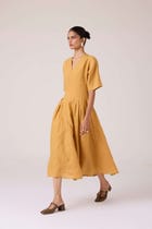 Selene Mustard Linen Dress view 11