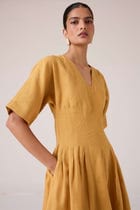 Selene Mustard Linen Dress view 8