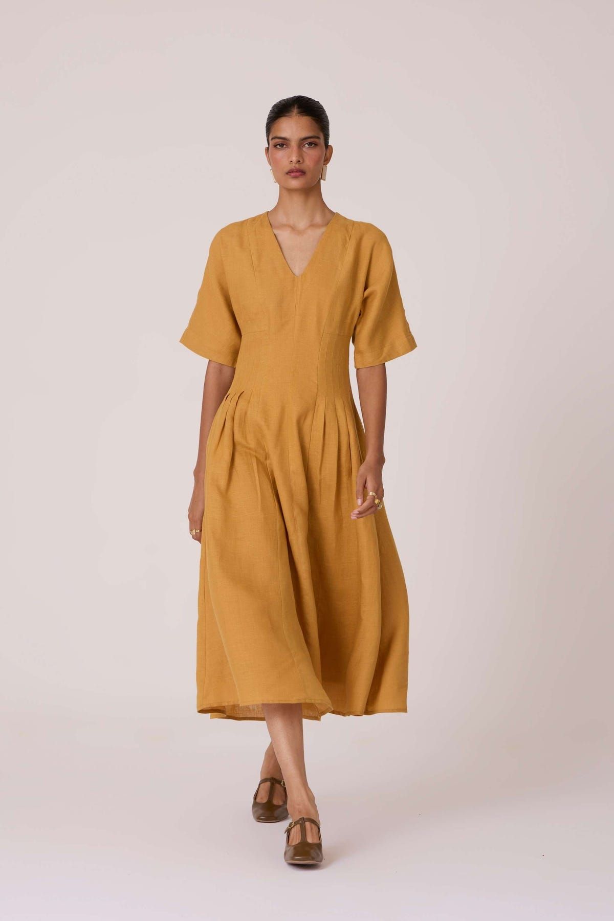 Selene Mustard Linen Dress - image 10