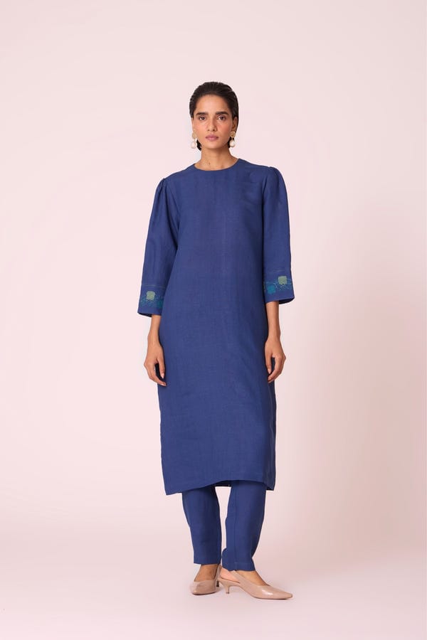 The Summer House — Nebo Ink Blue Linen Tunic Set