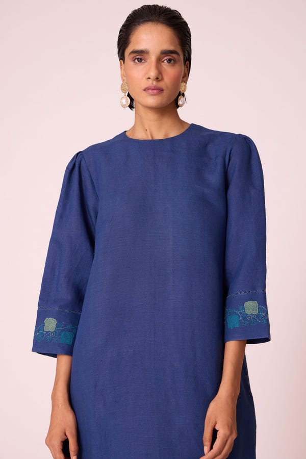 The Summer House — Nebo Ink Blue Linen Tunic Set
