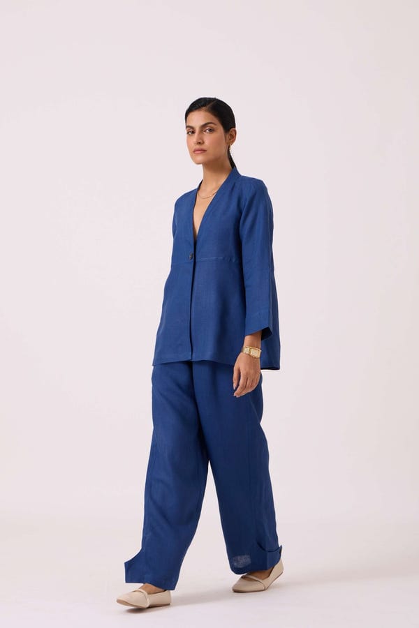 The Summer House — Yasnaya Ink Blue Linen Jacket