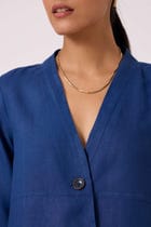 Yasnaya Ink Blue Linen Jacket view 6
