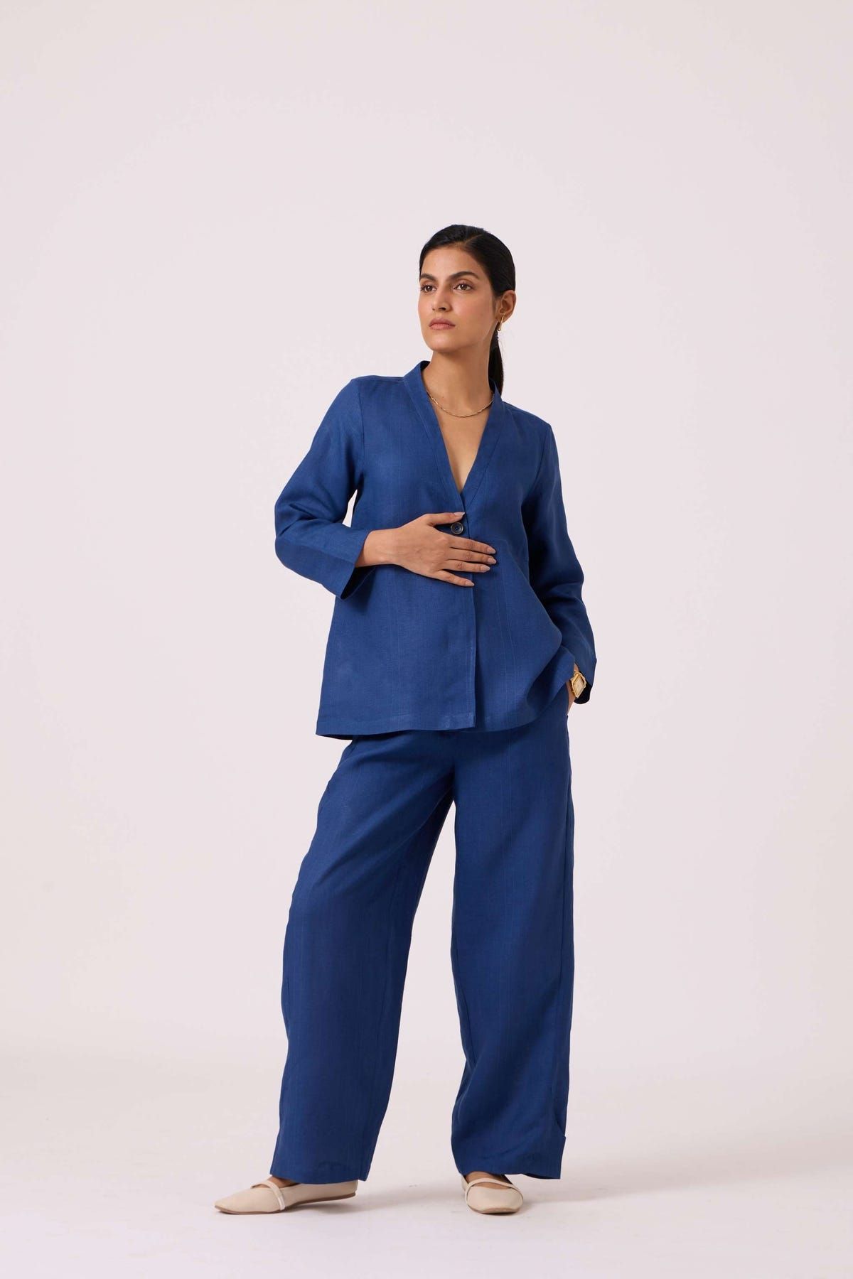 Yasnaya Ink Blue Linen Jacket - image 7