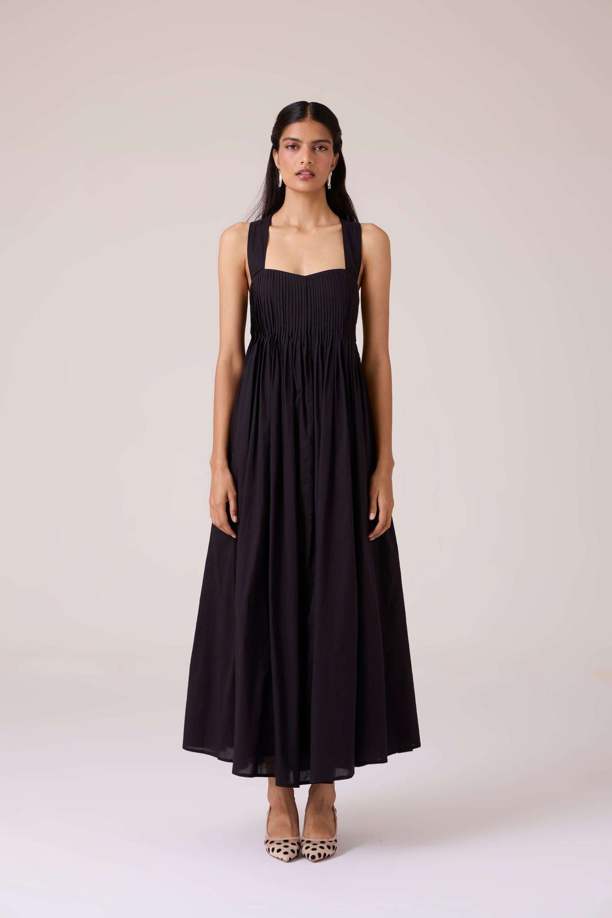 Erato Black Pleated Dress - image 1