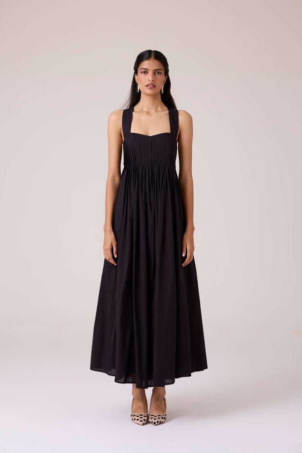 The Summer House — Erato Black Pleated Dress