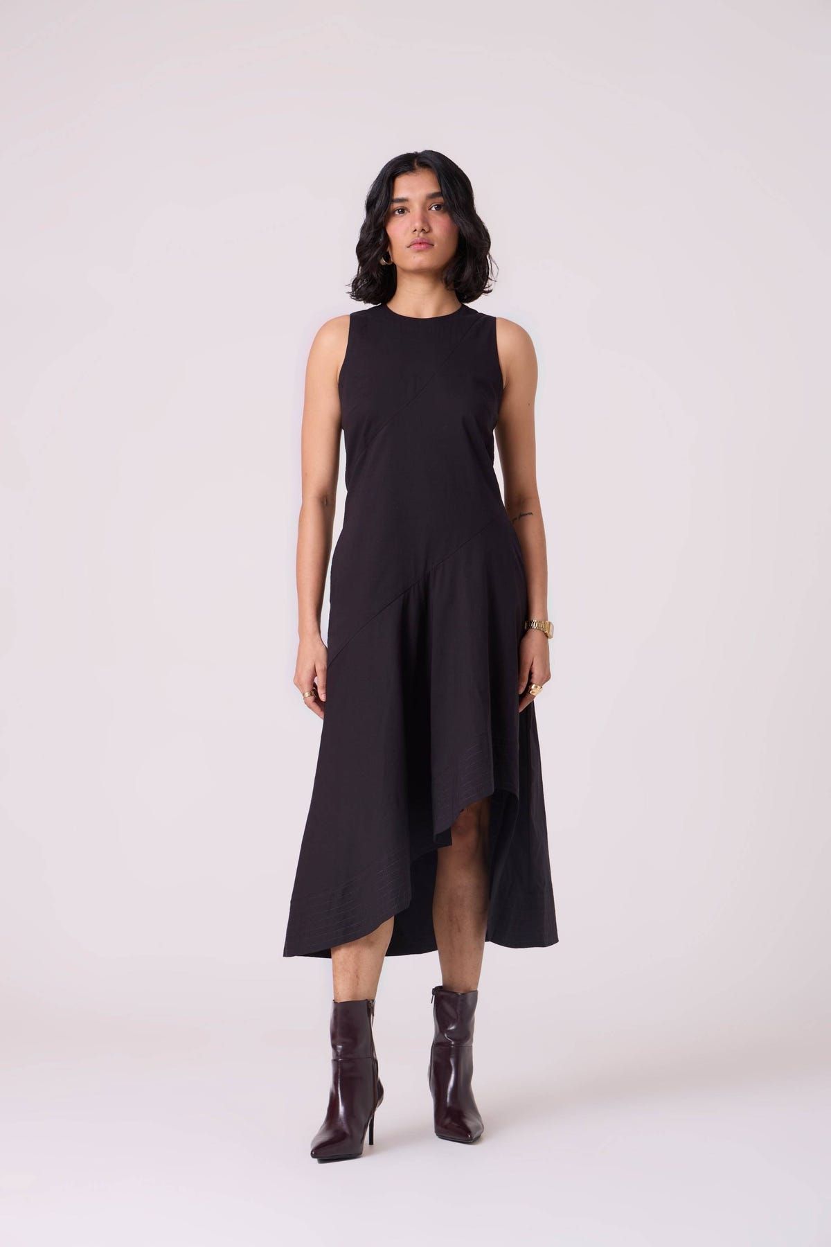Kira Black Cotton Panelled Dress - image 1