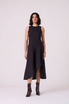 Kira Black Cotton Panelled Dress view 1