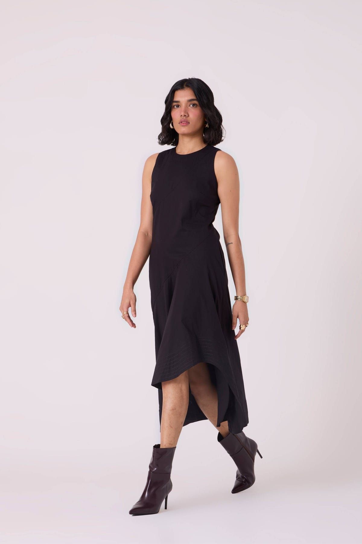 Kira Black Cotton Panelled Dress - image 5
