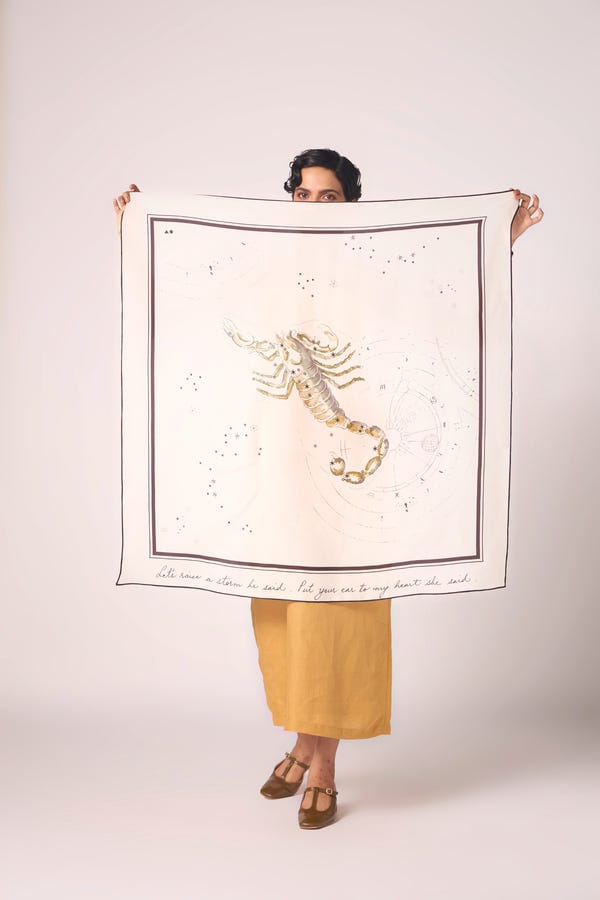 The Summer House — Scorpio Printed Satin Scarf