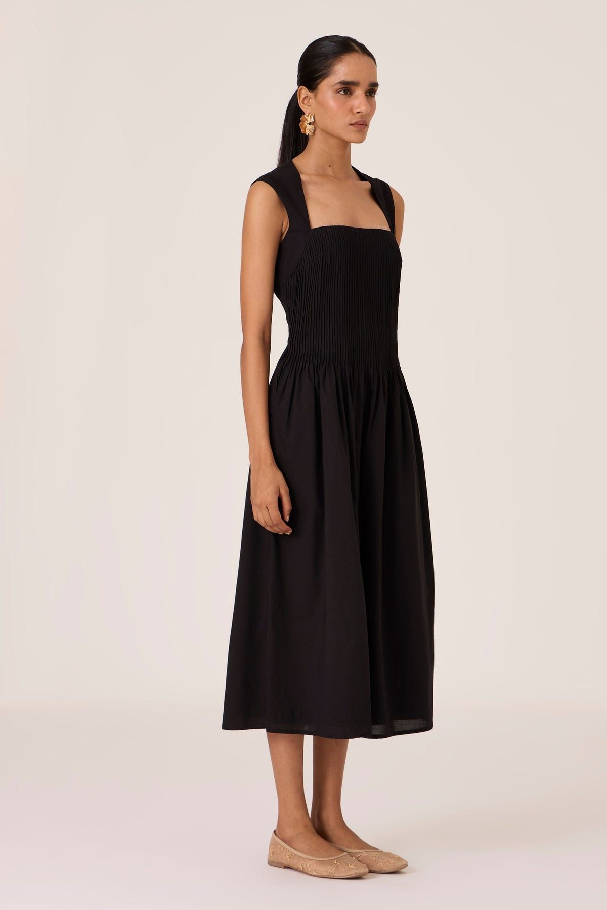 Ziva Black Pleated Midi Dress - image 2