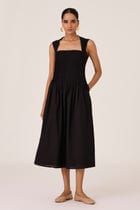 Ziva Black Pleated Midi Dress view 4