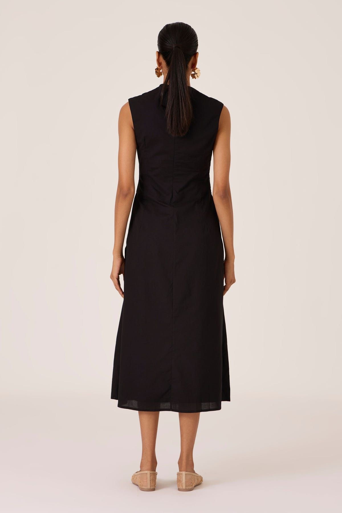 Ziva Black Pleated Midi Dress - image 9