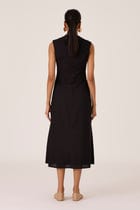 Ziva Black Pleated Midi Dress view 9
