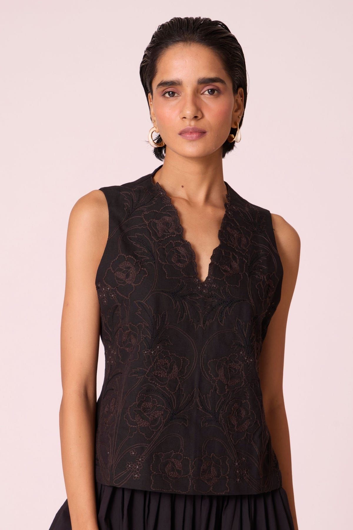 Ogon Black Embroidered Top - image 2