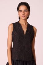 Ogon Black Embroidered Top view 2