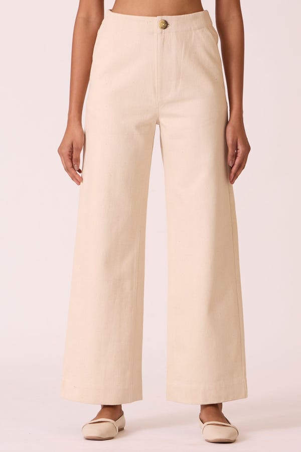 The Summer House — Yelena Off White Handloom Pants