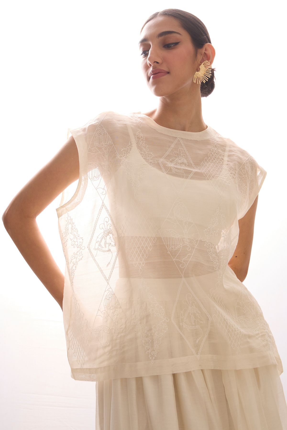 Sahir Handwoven Embroidered Top - image 1