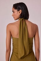 Samaria Olive Halter Dress view 11