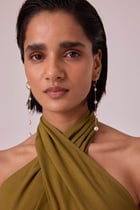 Samaria Olive Halter Dress view 6
