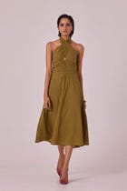 Samaria Olive Halter Dress view 8