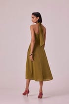 Samaria Olive Halter Dress view 10