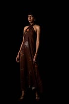 Vannam Brown Zodiac Print Halter Dress view 15