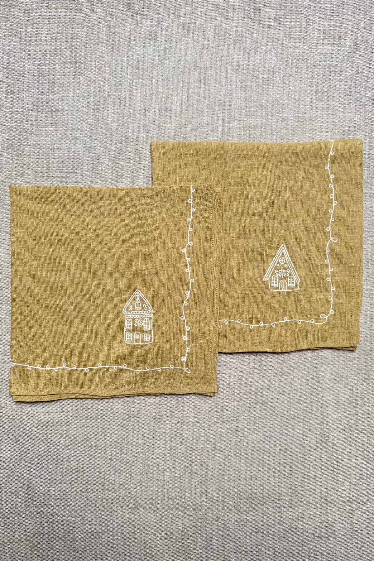 Mustard Linen Napkins - Set of 2 - image 2