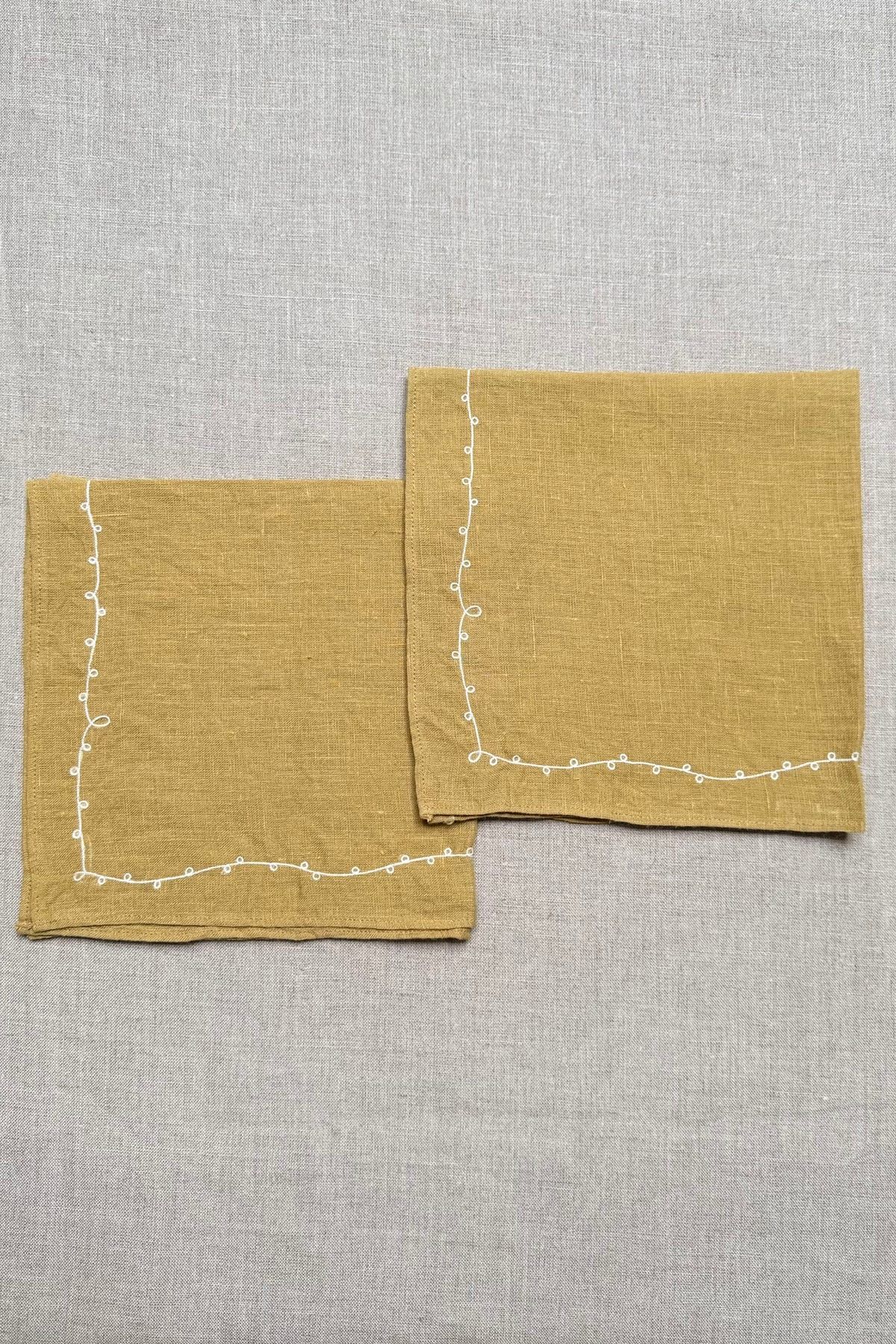 Mustard Linen Napkins - Set of 2 - image 3