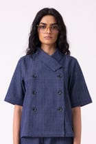 Becky Blue Handwoven Denim top view 1