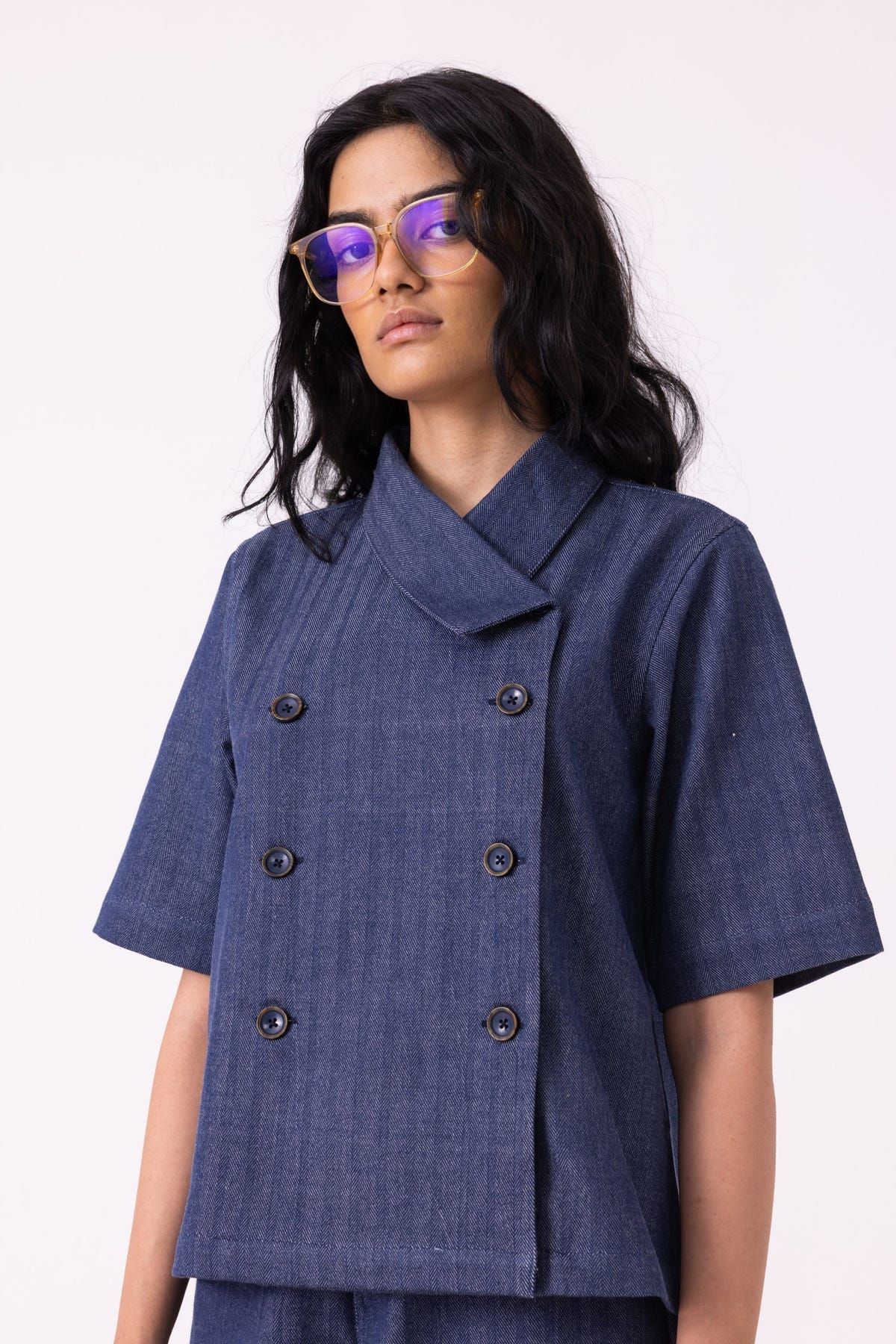 Becky Blue Handwoven Denim top - image 3