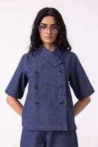 Becky Blue Handwoven Denim top view 4