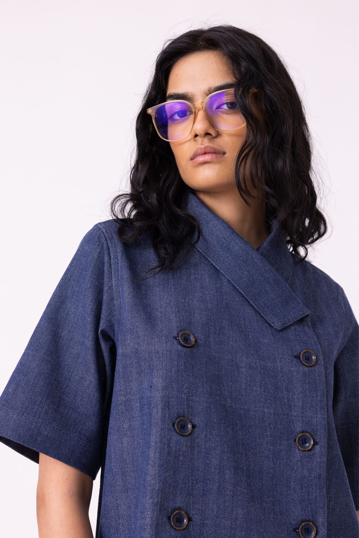 Becky Blue Handwoven Denim top - image 6