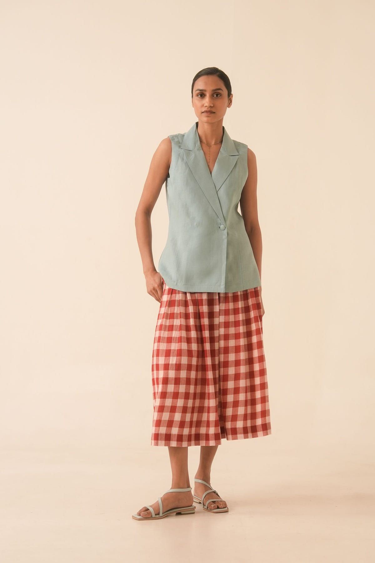 Serena Blue Linen Vest - image 11