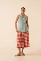 Serena Blue Linen Vest view 11